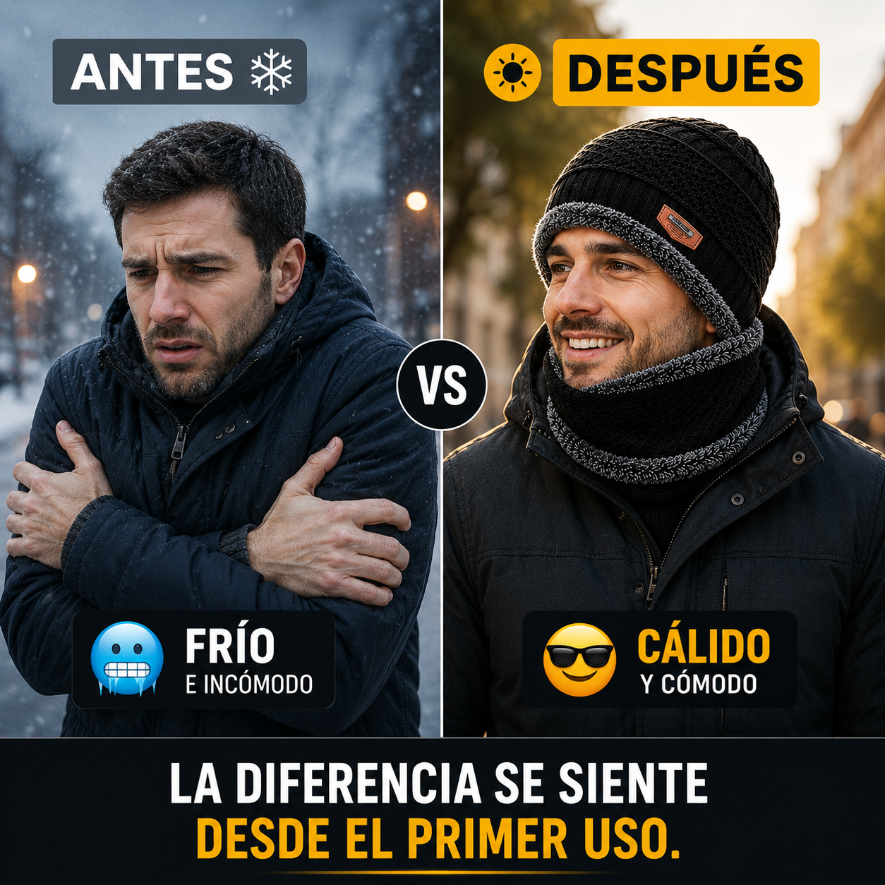 ¿Cansado de pasar frío cada invierno? ThermoFit protege tu cabeza y cuello para que disfrutes cada día.