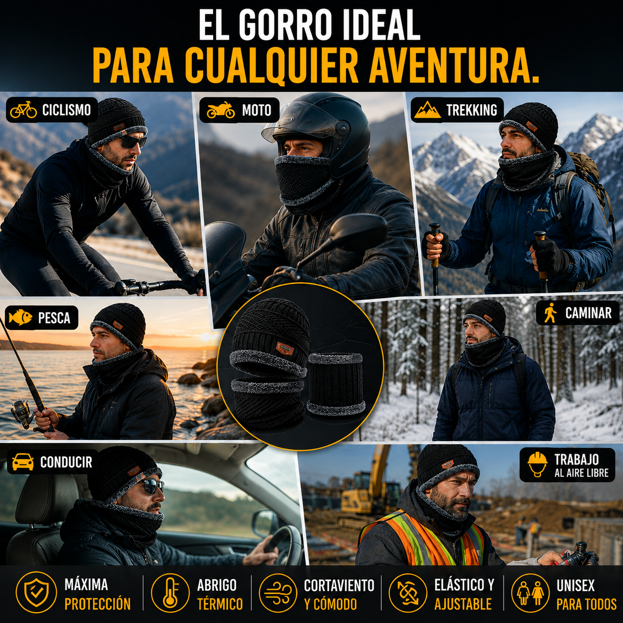¿Cansado de pasar frío cada invierno? ThermoFit protege tu cabeza y cuello para que disfrutes cada día.