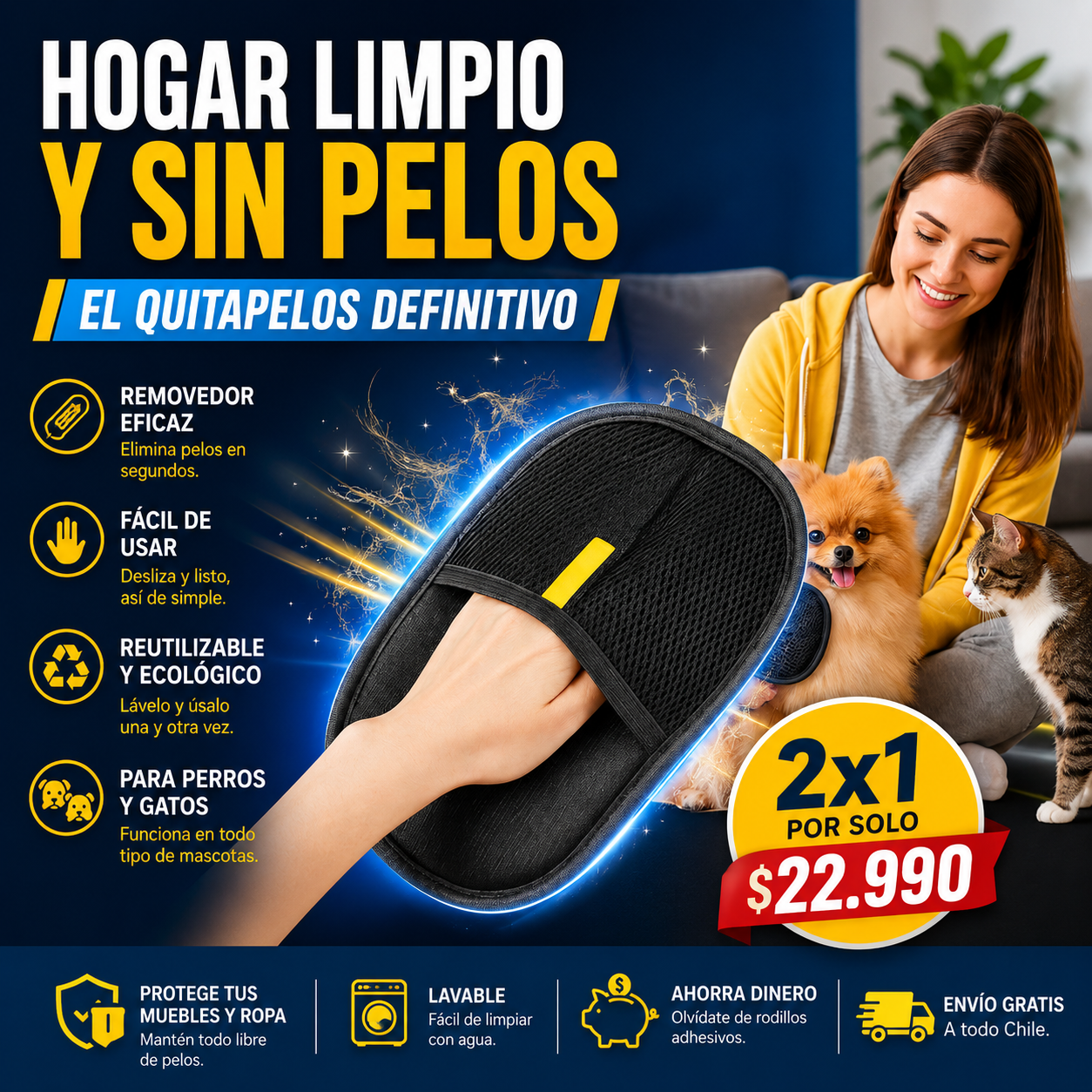 PeloStop - Guante Atrapa Pelos 2x1