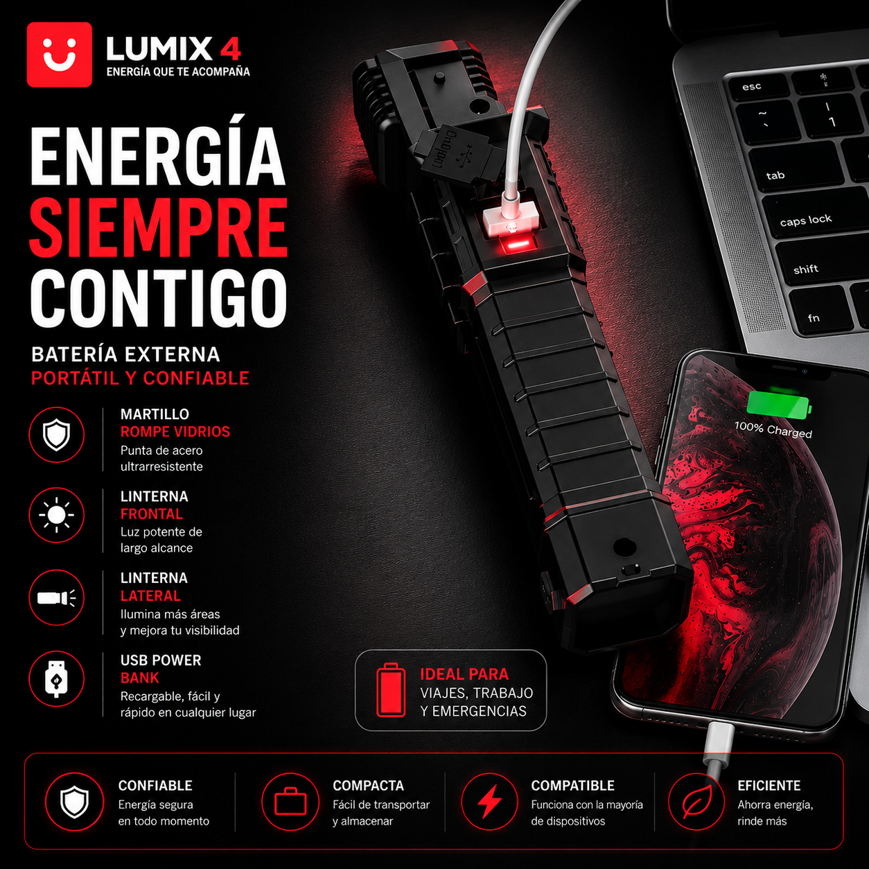 Linterna Táctica 4 en 1 - LumiX 4